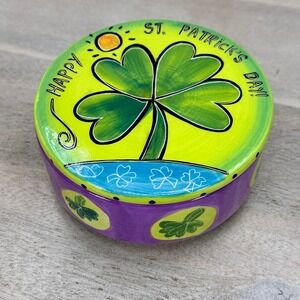 Studio Designworks St Patrick's Day Hand Painted Shamrock Candy Trinket Dish